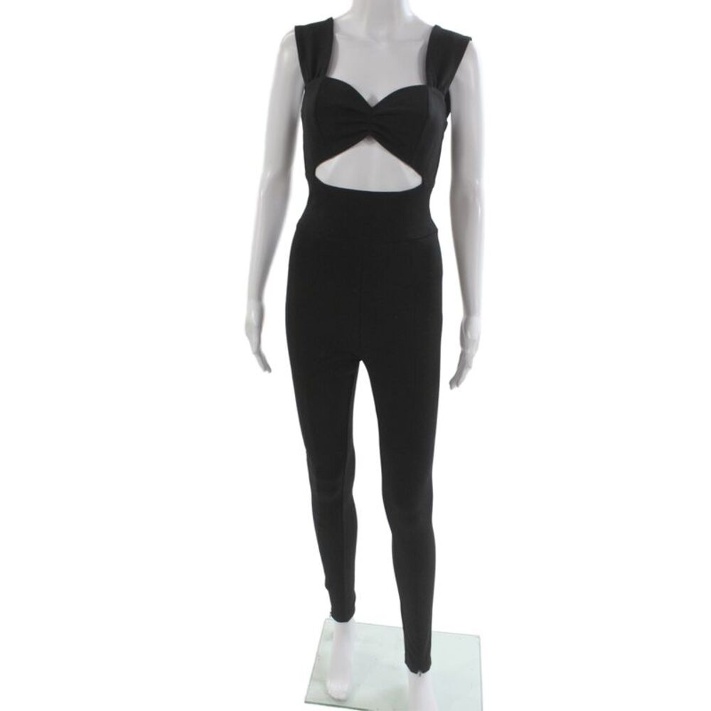 Nonchalant Label Women Sweetheart Sleeveless Catsuit Black Zip Size S